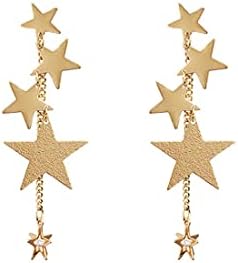 18 קראט זהב כוכב ארוך טאסל להתנדנד עגילים לנשים ירי כוכב עגילי מטאור מזל כוכב פרל זרוק עגילי תכשיטים