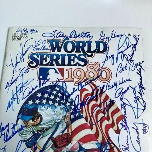1980 צוות פילדלפיה פיליז חתום על תוכנית סדרה עולמית 35 SIGS JSA COA - MLB חתימה חתימה שונות של פריטים