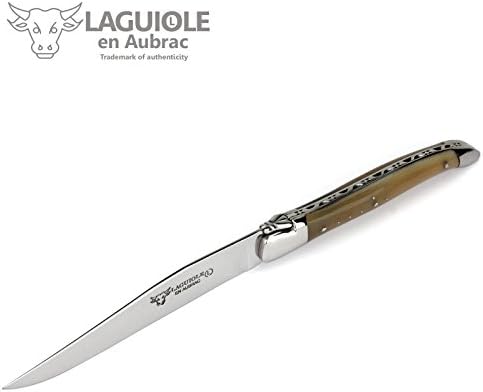לגיול אן אובראק-סט של 6 סכיני סטייק צרפתיים-ידיות קצה קרן מלוטש-קופסת מתנה מעץ יקרת ערך