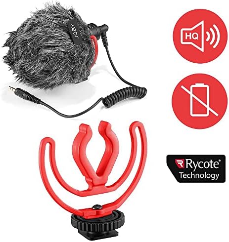 Joby Wavo Mobile Compact Microphone Microphone עם Mount Shock Rycote, Deadcat Smascat Lind Smartphone,