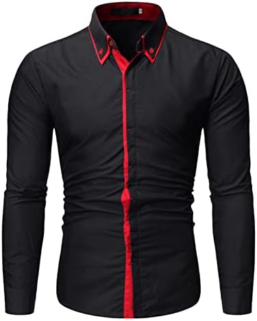 XXBR 2022 חולצות גברים חדשות, כפתור שרוול ארוך באביב למטה חולצות צבע בלוק טלאים