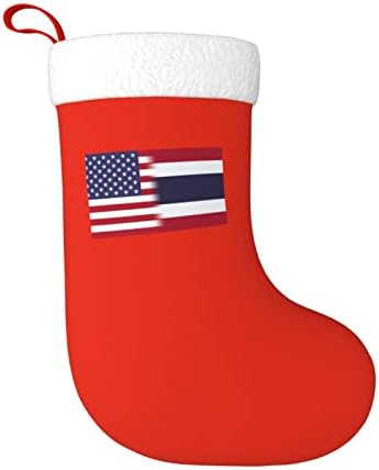 דגל אמריקאי ודגל תאילנדי גרבי חג המולד, מתנות למסיבות חג חג המולד לקישוטי חג משפחתיים בגודל 18 אינץ '