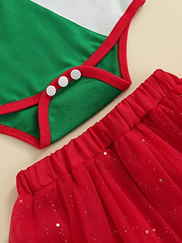3 יחידות תלבושות הגדרת פעוטות תינוקות בגדי חג מולד משובץ שרוול ארוך/אייל רומפר טופ + חצאית טוטו + סרט