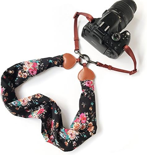 רצועת חגורת כתף עם צוואר מצלמה, צעיף שברון הדפס וינטג ' רצועות מצלמה צבעוניות רכות לנשים / גברים לנשים