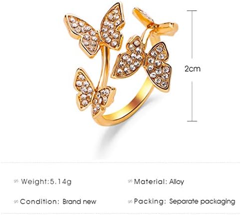 נשים מבטיחות טבעות אופנה מתכווננות טבעת יהלום מלאה ארבע פרפר טבעת אירוס
