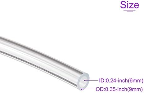 DMIOTECH 6 ממ מזהה 9 ממ OD צינור PVC צינור צינור גמיש צינור ויניל צינור גמיש למים, אוויר, צינור שמן, אורך 6.56ft