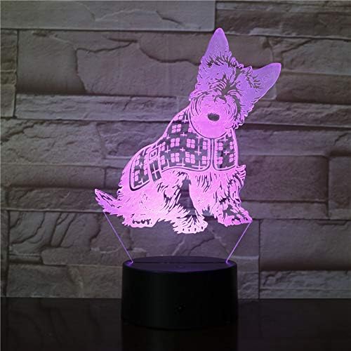 ג ' ינוול 3 ד כלב בעלי החיים לילה אור מנורת אשליה 7 צבע שינוי מגע מתג שולחן שולחן קישוט מנורות הוביל