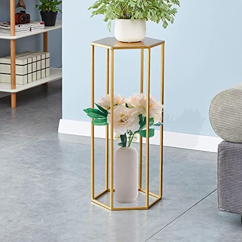 ג 'סויה 27.55 גבוהה סט של 3 מתכת צמח סטנד זהב קינון תצוגת סוף שולחן גבוהה משושה מתלה מקורה פרח מחזיק פינת עציץ