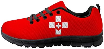דגל שוויצרי סמל לאומי מפעיל גברים קל משקל נושם נעלי ספורט מזדמנים נעלי נעלי אופנה נעלי הליכה