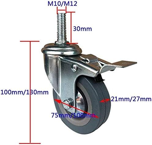 SBTXHJWCGLD גזע הברגה של גלגלים/M10/M12*30 ממ גלגלי גלגלים מסתובבים עם בלמים, גלגלים לריהוט, עגלה,