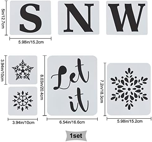 גורגקראפט 7 יחידות 1 סט לתת לו שלג שבלונות לשימוש חוזר מרפסת סימן גדול חג המולד פתית שלג סטנסיל עבור ציור על