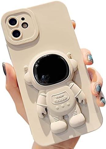 MinScose תואם לאייפון 11 מארז חמוד, אסטרונאוט 6D נסתר מעצב סיליקון נוזלי רך לנשים בנות אופנה רזה גמיש