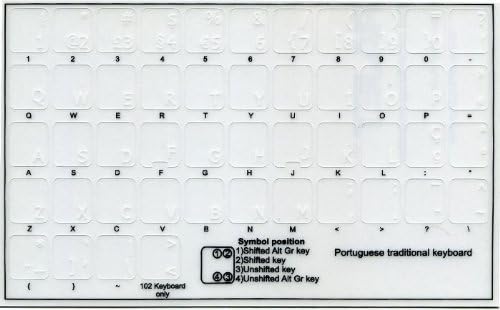 4 מקלדת פורטוגזית מקלדת מדבקות עם לבן אותיות על שקוף רקע