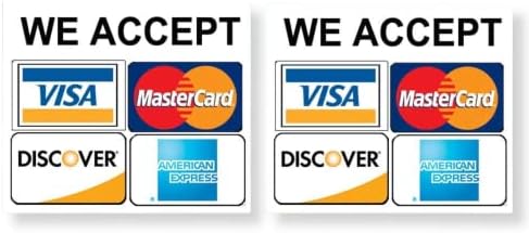 מדבקות מדבקות ויניל של כרטיס אשראי במדבקות ויניל - חבילה 2 - אנו מקבלים - ויזה, מאסטרקארד, אמקס וגילוי - מדבקות