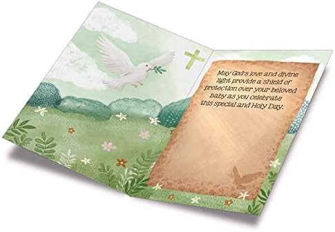 כרטיס ברכה לטבילת תינוק דתי, ברכות פריים, תוצרת אמריקה, ידידותי לסביבה, מלאי כרטיסים עבה עם מעטפת פרימיום 5 אינץ