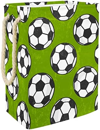 ספורט כדורגל דפוס ירוק כביסה בד סל מובנה רירית עם נתיק סוגריים סל כביסה עם ידיות