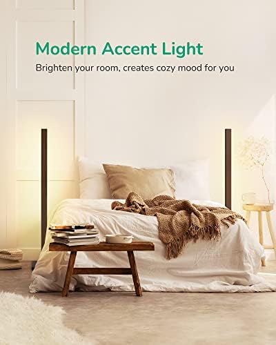 מנורת רצפה פינתית מעץ אדישין עם אור אווירה מרוחק ומינימליסטי הניתן לעמעום, תאורת מצב רוח מודרנית לסלון, חדר שינה,