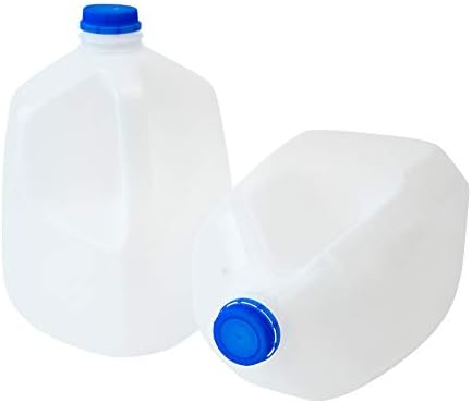 קנקן פלסטיק 1 ליטר עם מכסה למים, חלב, מיץ או נוזלים, 2 חבילות, מיכלים לשימוש חוזר ומילוי חוזר, לשימוש מגורים