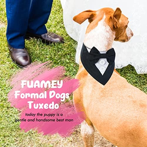 טוקסידו של כלב Fuamey, צווארון כלבים רשמי של כלב בנדנה עם עניבת פרפר כלב תחפושת יום הולדת מתכוונן