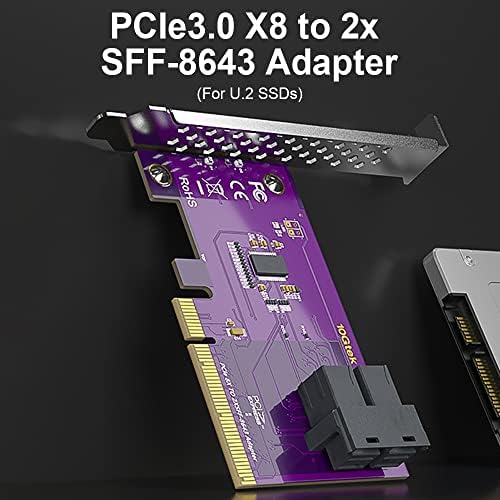 מתאם PCIE ל- SFF-8643 עבור U.2 SSD, X8, SFF-8643 ， דורש תמיכה ב- BIOS של לוח האם בפיפוריציה.