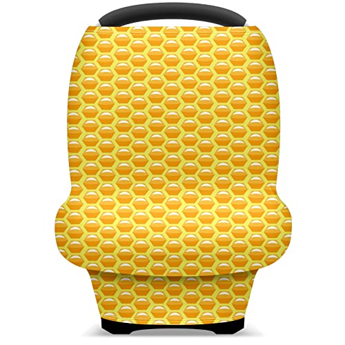 מושב מכונית לתינוק מכסה חלת דבש דפוס צהוב כיסוי סיעוד מתוק כיסוי עגלת צעיף הנקה לחופית עגלת תינוקות מרובת