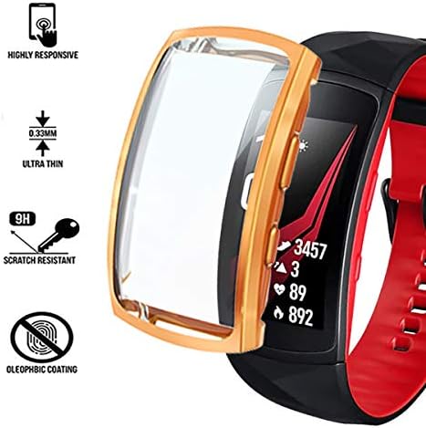 תואם ל- Samsung Gear Fit2 Pro/Fit 2 מגן מסך מארז מצופה אולטרה-ת'ינטפו 360 ° מגן מסך גוף מלא מעטפת כיסוי