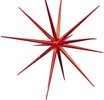 קישוט כוכב חג המולד מפלסטיק עץ תליה עץ עץ מסיבת חג פרצוץ כוכבים - אדום - 24 אינץ '
