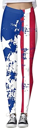 דגל אמריקאי פטריוטי ליגלי נשים המותניים הגבוהות בארהב דגל יוגה מכנסי יוגה קל משקל קל טייץ 'אימון דחיסה באורך