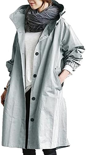 מעיל חורף של Foviguo לנשים, שרוול ארוך קפוצ'ונים מודרניים נשים פלוס גודל עסקים באביב כפתור בצבע אחיד למטה