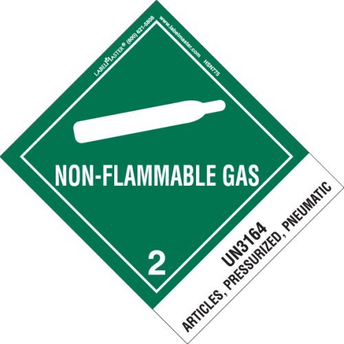 תווית גז ללא דליק 7750, לא 3164 מאמרים, בלחץ, פנאומטי, חומרים מסוכנים, 4.75 איקס 4
