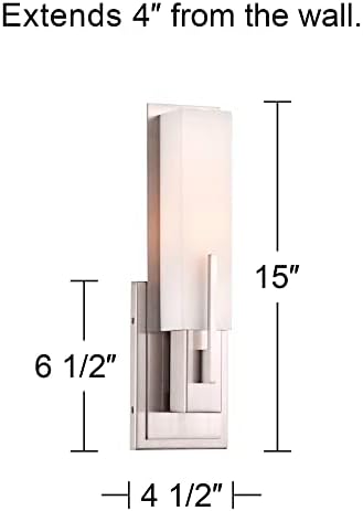 פוסיני אירו עיצוב מידטאון מודרני קיר אור פמוטים סט של 2 סאטן ניקל מתכת קשיחה 4 1/2 מתקן לבן זכוכית