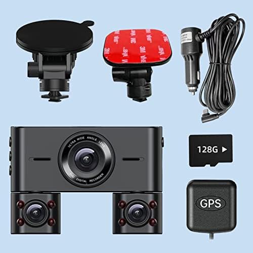 Hupejos v7Pro 3 Came Channa Dash Cam עם GPS Wifi 5GHz, מצלמת רכב 4K ， 128 ג'יגה -בתים, 4K חזית+1080p שמאלה