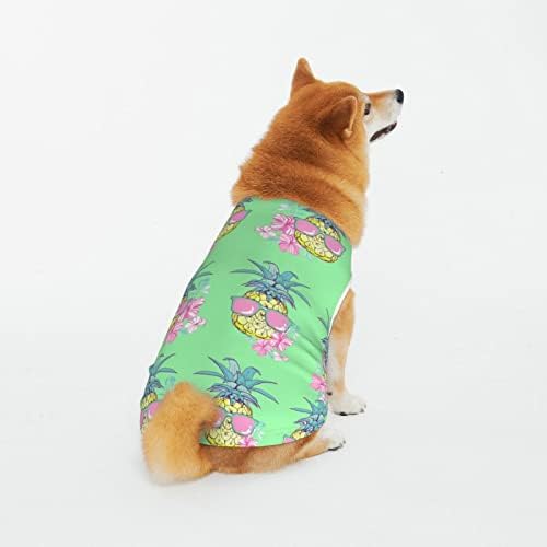 חולצות חיית מחמד כותנה אננס-עם-מכפודים-פרחי תלבושות גור כלב חתול פיג'מה כלב רך של סרבלים חיות מחמד 3x-גדולים