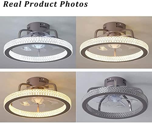 USMJQVZ LED תקרה עגולה אור מאוורר שקט אור עם תאורה 3 צבעים 3 מהירות LED נברשת מאוורר שקט נברשת LED LED