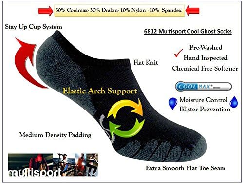 גרביים אתלטיים ספציפיים של יורוסוק ספורט, תפרים חלקים במיוחד, גביע הישאר מעלה, תמיכה קשת מרופדת, אלסטית -