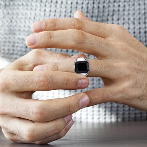 נשים מבטיחות טבעות טבעות שחור שחור אבן שחורה טבעת תואמת טבעת נירוסטה של ​​גברים נירוסטה חותם חרדה