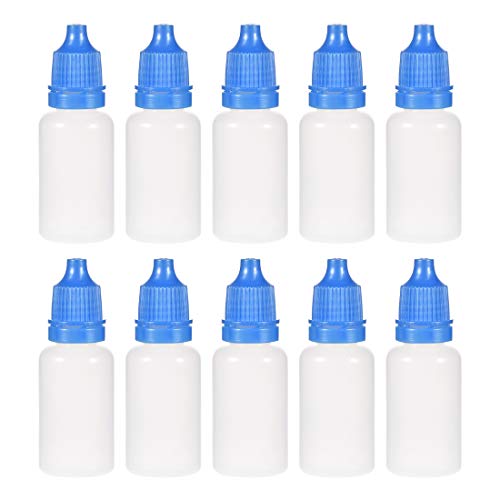 בקבוקי טפטפת מפלסטיק של UXCell, 10 מל/0.34 גרם בקבוק טפטוף סחיטה ריק עם כובע, כחול, חבילה של 50