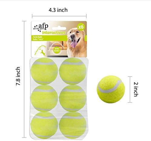 הכל עבור כדורי טניס כלבים של Paws לכלבים, נהדרים למשגר כדור מיני, 6 חבילות 2 אינץ 'כדורי טניס