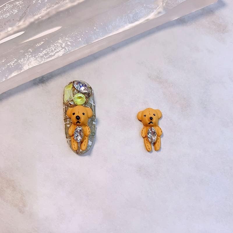 10 יחידות יפני נייל תכשיטי סגסוגת חמוד חיבוק יהלומי דוב חום צבע קטן דוב מניקור רטרו מתכת קישוט -