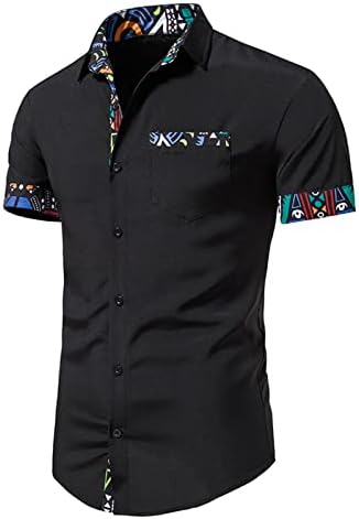 חולצות הוואי של XXBR גברים שרוול קצר עץ טרופי כפתור הדפסת וינטג 'חולצה אתנית וינטג'
