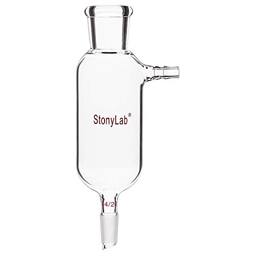 מתאם סינון ואקום של StonyLab, מתאם זכוכית בורוסיליקט עם המפרק הפנימי הפנימי הפנימי של 14/20, גודל פקק פלורו
