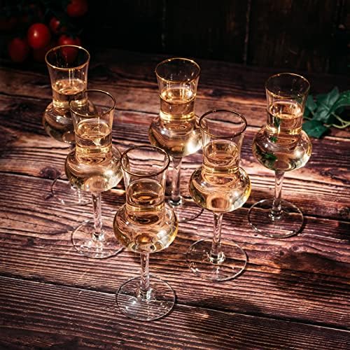 סט קריסטל היין של 6 כוסות גראפה 3 עוז לאחר ארוחת ערב, צורת צבעונים איטלקית, כוסות טעימות, מושלמות