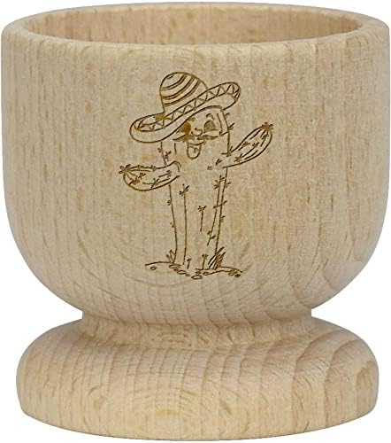 אזידה 'קקטוס לובש סומבררו' כוס ביצה מעץ
