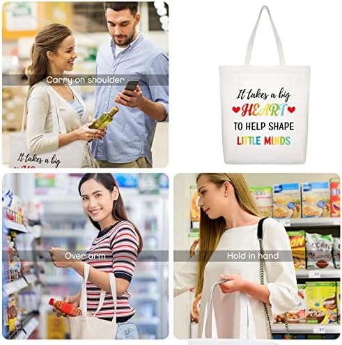 XUNIEA 6 PCS מתנות להערכת מורים לנשים בתיקי קניות בד קניות עם כיס עם כיס