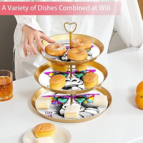 עוגת עומד סט של 3, קוף ב ורוד משקפי שמש הכן תצוגת שולחן קינוח דוכן הקאפקייקס לחתונה תינוק מקלחת חגיגה