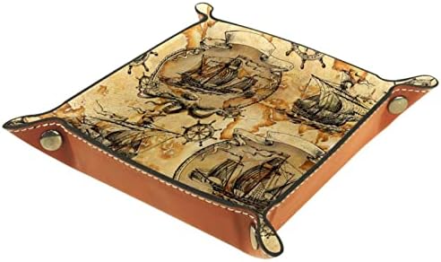 קופסאות אחסון קטנות ומפרש מפרש וינטג 'צבועות בפיראטים אוצרות צבועות, מארגן אחסון שולחן עבודה של