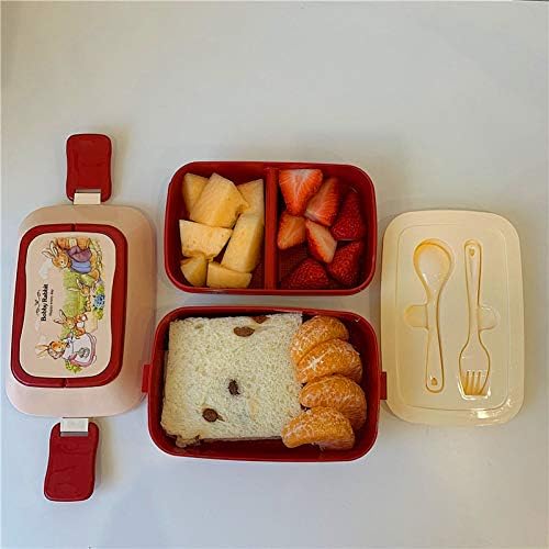 קופסת בנטו בנטו יפנית קופסת ארוחת צהריים ניידת עם ידית שכבה כפולה קופסת בנטו ארוחה הכנה קופסת