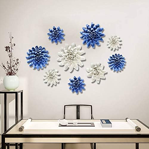 Alycaso אדמונית קרמיקה קרמיקה קיר קיר עיצוב מלאכותי 3D פרחים אמנות קיר לסלון בית מסורב