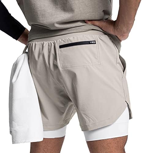 Diotsr Mens 2 ב 1 מכנסי אימון מפעילים לגברים מכנסי אימונים קלים מכנסיים קצרים כושר יבש מהיר עם כיס