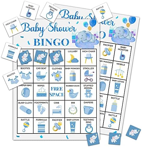 סט משחקי בינגו מקלחת לתינוקות מקלחת לתינוק, בינגו מקלחת לתינוקות כחולים למקלחת לתינוקות, 24 שחקנים מגדר